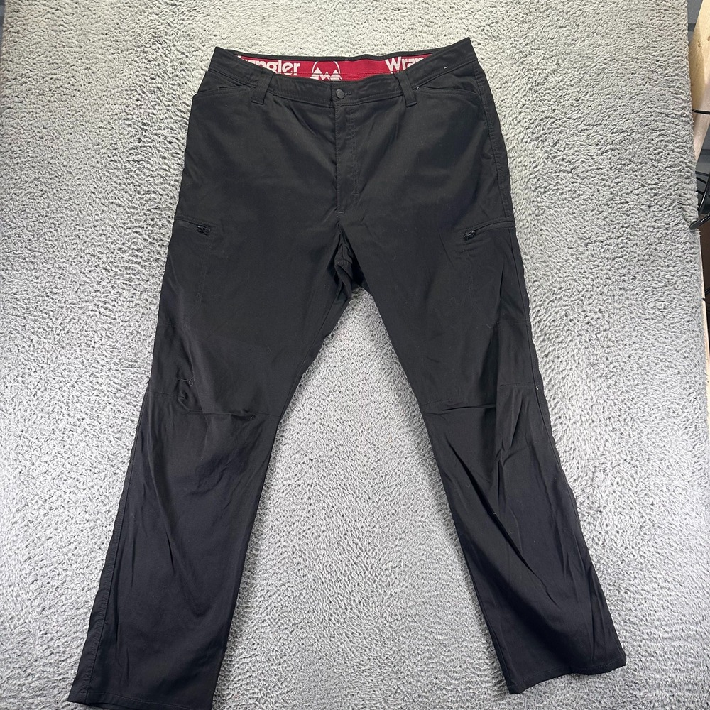 Wrangler All Terrain Pant Mens 40x32 Black Nylon Windbreaker Cargo Straight Leg